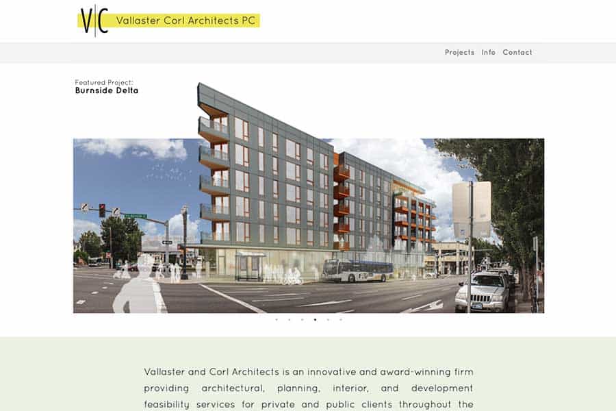 Vallaster Corl Architects PC website